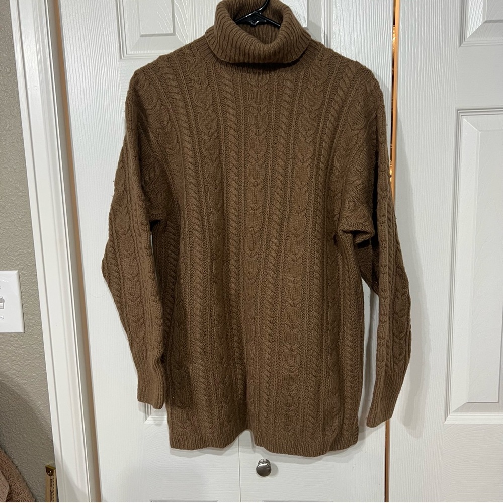 Ralph Lauren Brown Cable Knit Turtleneck Sweater